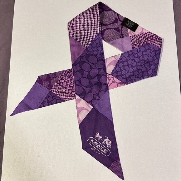 Lot of 5 Coach Silk Skinny Scarves - Picture 3 of 12